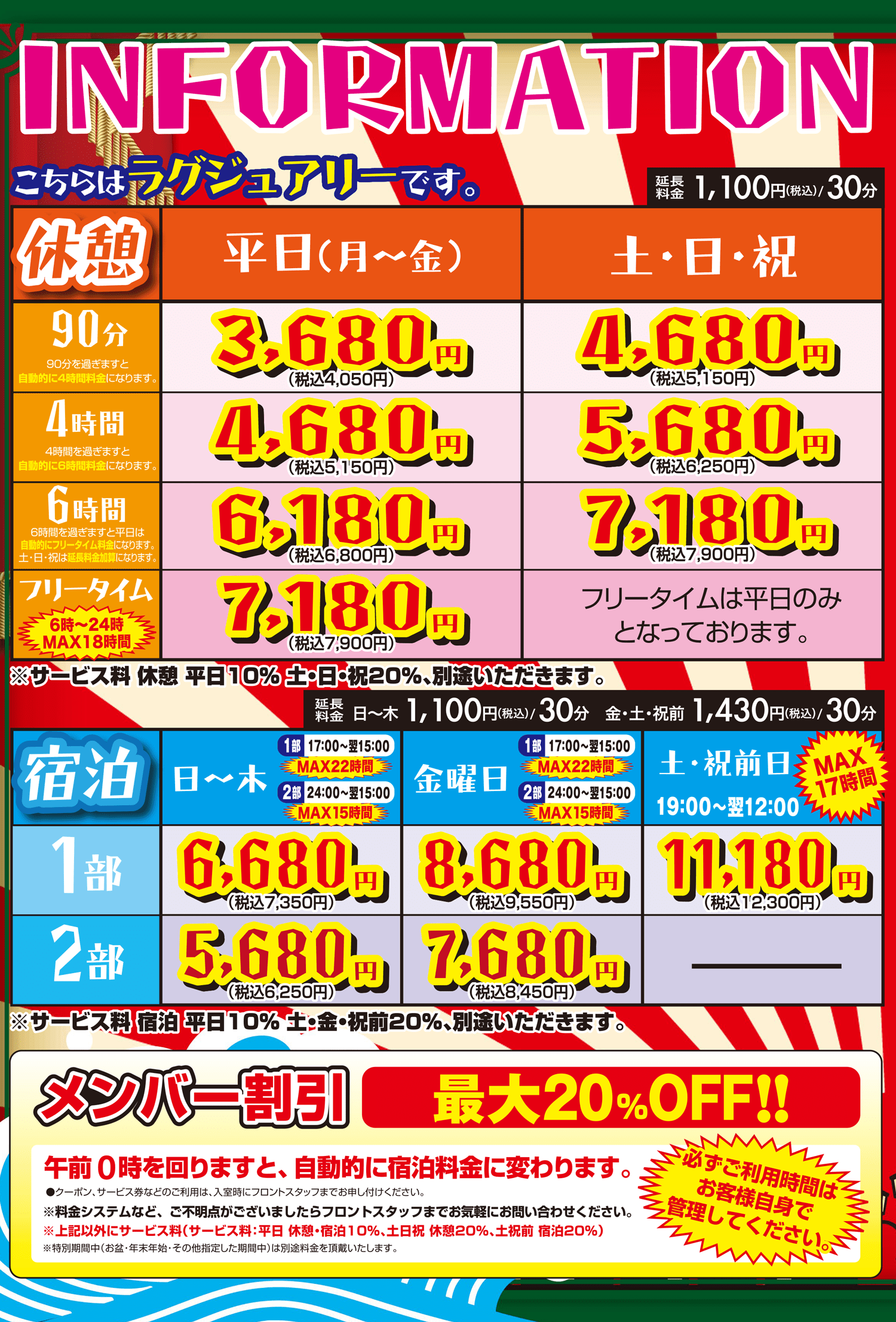 ラグジュアリーランク料金表